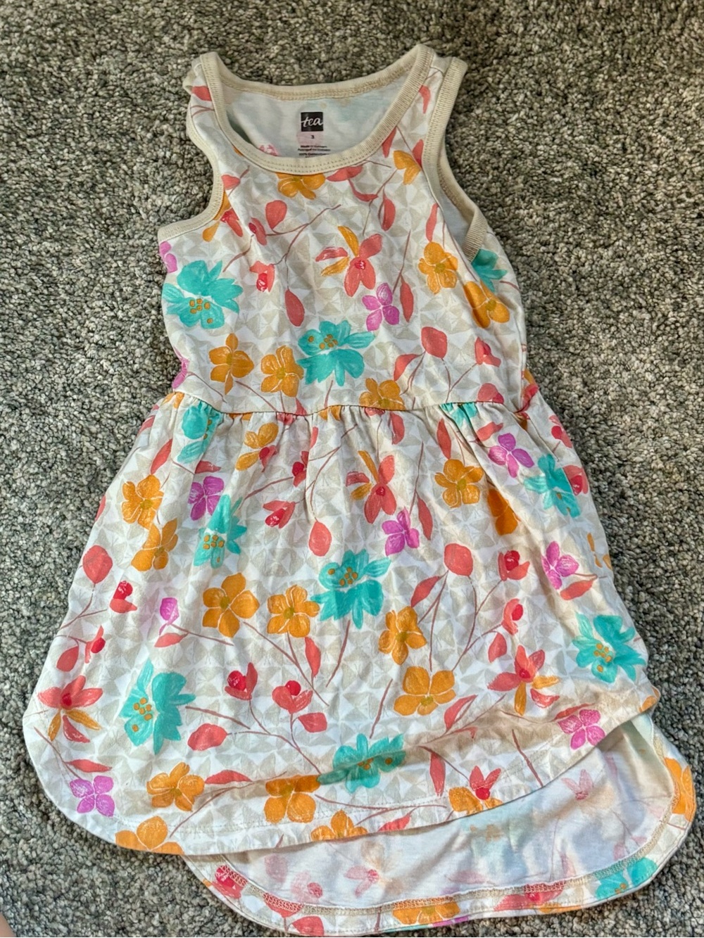 Carter's White Tank Dress with Teal, Yellow, Pink & Coral Floral Print